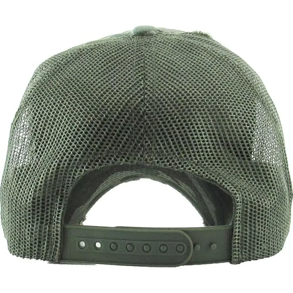 Women's Camo Distressed Mesh Back Adjustable Classic Comfortable Baseball Caps